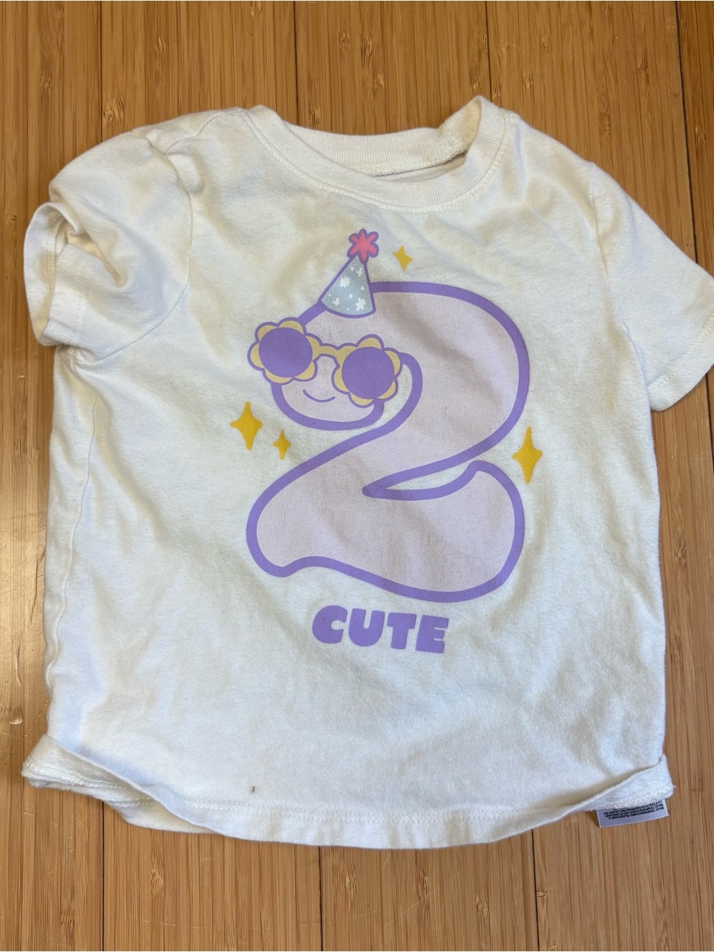 Old Navy White Tee with Purple Number 2 Graphic and Yellow Accents